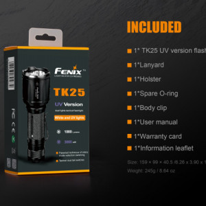 Lanterna Fenix TK25 - Versiune UV - 1000 lumeni 225 metri cutie