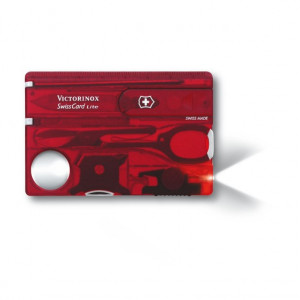 Multifunctional Victorinox SwissCard Lite, rosu transparent - 0.7300.T