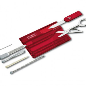 Multifunctional Victorinox SwissCard, rosu transparent - 0.7100.T