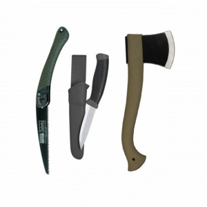 Set cuţit, fierastrau si topor pentru bushcraft/ camping/ vanatoare - BM6