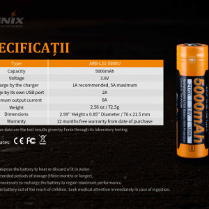 Acumulator 21700 - 5000mAh - Acumulator USB Type-C - ARB-L 21-5000U 8