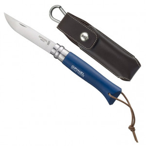 Briceag Opinel N°08 Inox Fag Albastru + Teaca, 8.5cm - 001891
