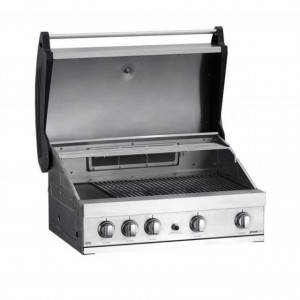 Gratar pe gaz cu 5 arzatoare (4 inox + 1 infrarosu), incastrabil, grile inox, plita fonta, Grand Hall Elite GT4S-S - K04000202A capac deschis