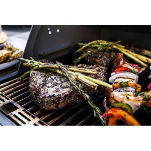 Gratar pe gaz din otel inoxidabil non-magnetic Char-Broil Platinum 3400S, 3 arzatoare din inox, TRU-Infrared - 140861 alimente
