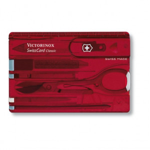 Multifunctional Victorinox SwissCard, rosu transparent - 0.7100.T