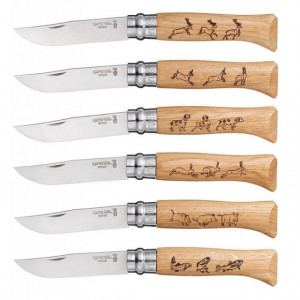 Set Opinel Animalia 6 cutite N°08 Inox, manere fag, lama 8.5cm - 001636
