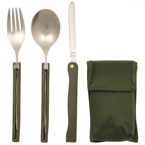 Set tacamuri pliabile camping, otel inox, cu husa MFH- OUTMA.33573