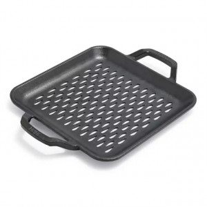 Tava patrata fonta cu doua manere si gauri perforate pentru gratar Chef Collection Lodge 28 cm L-C11SGT