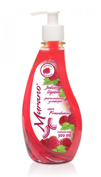 Murano jabón líquido con frambuesa / Caja con 10 botellas de 300ml