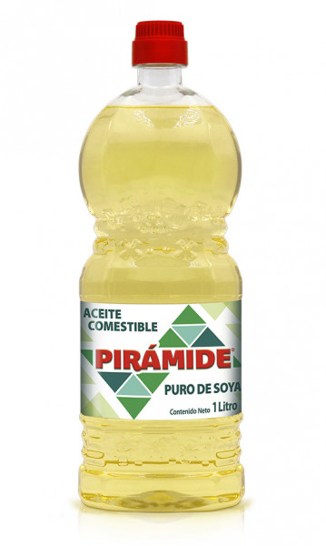 Aceite Pirámide Puro de Soya/ Caja con 12 botellas de 1 Litro
