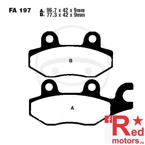 Placute frana fata STD EBC ALTN 96.7x42x9 77.3x42x9 FA197 pentru