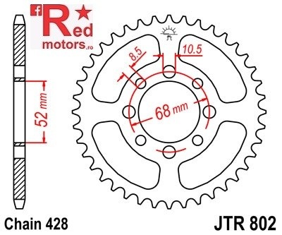 Foaie/pinion spate JTR802.38 428 cu 38 de dinti pentru Suzuki GT 80 L, RM 80, RV 90 Van Van, TS 80 X