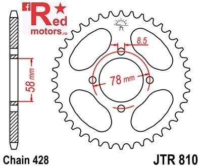 Foaie/pinion spate JTR810.49 428 cu 49 de dinti pentru Generic Code 125, Worx 125, Hyosung GV 125 Aquila, RT 125 D Karion Citytrail