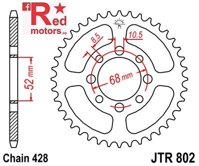 Foaie/pinion spate JTR802.42 428 cu 42 de dinti pentru Suzuki GT 80 L, RM 80, RV 90 Van Van, TS 80 X