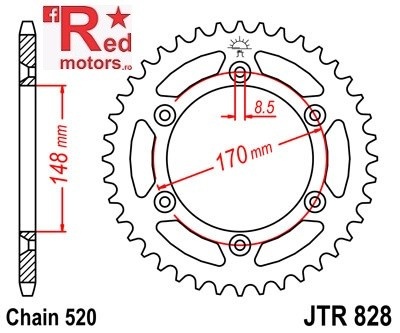 Foaie/pinion spate JTR828.42 520 cu 42 de dinti pentru Cagiva T4E 350, T4E 500, Suzuki DR 600, DR 650