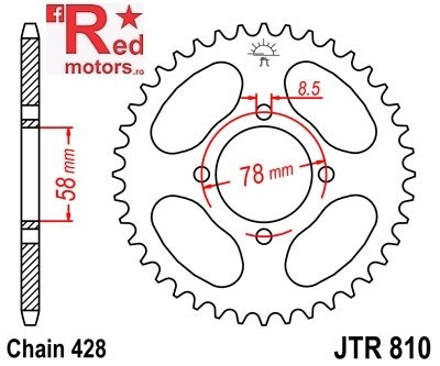 Foaie/pinion spate JTR810.42 428 cu 42 de dinti pentru Generic Code 125, Worx 125, Hyosung GV 125 Aquila, RT 125 D Karion Citytrail