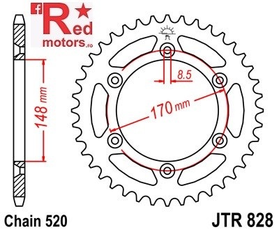 Foaie/pinion spate JTR828.47 520 cu 47 de dinti pentru Cagiva T4E 350, T4E 500, Suzuki DR 600, DR 650