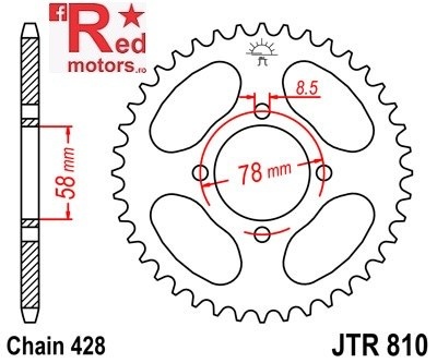 Foaie/pinion spate JTR810.43 428 cu 43 de dinti pentru Generic Code 125, Worx 125, Hyosung GV 125 Aquila, RT 125 D Karion Citytrail