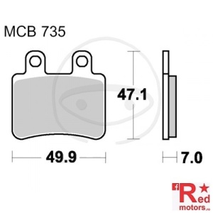 Placute frana fata SCOOTER TRW ALTN 49.9x47.1x7 MCB735 pentru Derbi Boulevard 125, Italjet Millennium 100, Peugeot Elystar 125, Rieju Tango 50, Yamaha DT 50 R