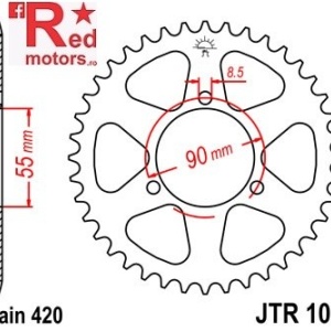 Foaie/pinion spate JTR1077.47 420 cu 47 de dinti pentru Rieju NKD 50 Naked, Rieju RS-2 50 Matrix