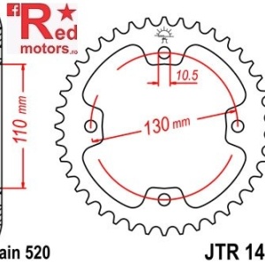 Foaie/pinion spate JTR1415.37 520 cu 37 de dinti pentru Dinli Dinli 450, Kawasaki KFX 450, Masai A 450, Masai Demon 460