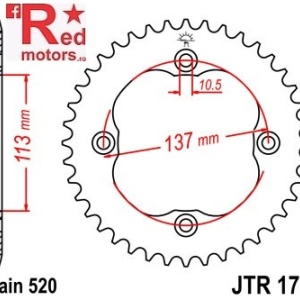 Foaie/pinion spate JTR1760.37 520 cu 37 de dinti pentru Suzuki LT-R 450, LT-Z 400