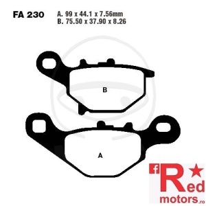 Placute frana fata STD EBC ALTN 99x44.1x7.56/75.50x37.90x8.26 FA230 pentru Kawasaki KMX 125 B, Suzuki DR-Z 125, RM 80, 85