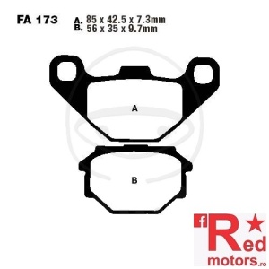 Placute frana spate STD EBC ALTN 85x42.5x7.3/56x35x9.7 FA173 pentru Aprilia ETX 125, Moto 650, Pegaso 650, Beta Euro 350, Cagiva W12 350, 600, MZ/MUZ Baghira 660