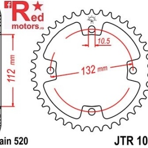 Foaie/pinion spate JTR1072.38 520 cu 38 de dinti pentru Arctic Cat DVX 250, DVX 300, Kymco Maxxer 300, TGB Blade 250