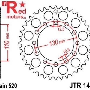 Foaie/pinion spate JTR1486.42 520 cu 42 de dinti pentru Kawasaki EL 252, ER 500, GPZ 500