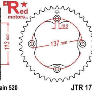 Foaie/pinion spate JTR1760.38 520 cu 38 de dinti pentru Suzuki LT-R 450, LT-Z 400