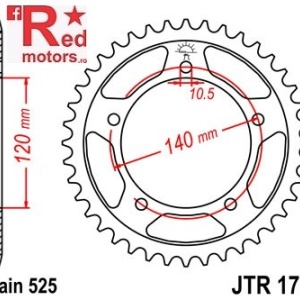 Foaie/pinion spate JTR1792.45 525 cu 45 de dinti pentru Kawasaki KLV 1000, Suzuki DL 650