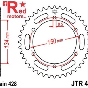 Foaie/pinion spate JTR463.48 428 cu 48 de dinti pentru Kawasaki KMX 125