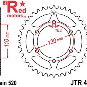 Foaie/pinion spate JTR486.38 520 cu 38 de dinti pentru Kawasaki EL 250, ER 500