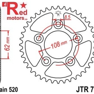 Foaie/pinion spate JTR701.38 520 cu 38 de dinti pentru Aprilia RS 125, Cagiva Mito 125