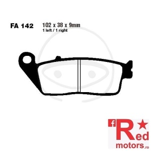 Placute frana fata STD EBC ALTN 102x38x9 FA142 pentru Cagiva Gran Canyon 900, Navigator 1000, Daelim VJF 250, Honda CB 400, CB 650, CBR 1000, Suzuki GSF 600, Triumph Thruxton 865, Yamaha WR 250 X