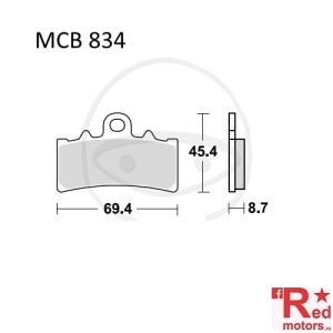Placute frana fata STD TRW ALTN 69.4x45.4x8.7 MCB834 pentru KTM Duke 125, Duke 200, RC 125, RC 390