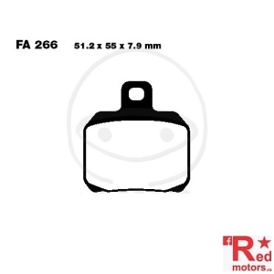 Placute frana spate CARBON SCOOTER EBC 51.2x55x7.9 FA266 pentru CPI GTR 50 LC, Gilera Nexus 500, Peugeot Speedfight 3 50, Suzuki UH 150, Yamaha YP 180 Majesty