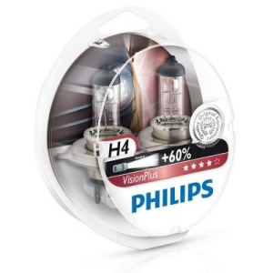 Set doua becuri far H4 12V 60/55W P43t VISION PLUS +60%