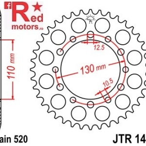 Foaie/pinion spate JTR1486.44 520 cu 44 de dinti pentru Kawasaki EL 252, ER 500, GPZ 500