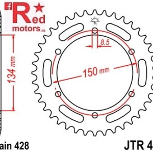 Foaie/pinion spate JTR463.50 428 cu 50 de dinti pentru Kawasaki KMX 125
