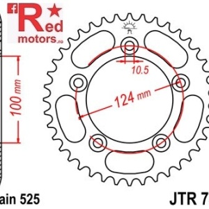 Foaie/pinion spate JTR744.39 525 cu 39 de dinti pentru Ducati 749 749, 999 999