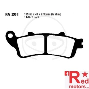 Placute frana fata SEMI-SINT V EBC 115.60x41x8.30 FA261 pentru Honda CB 1100 SF X-11, CBR 1100, GL 1800, NT 700, XL 1000