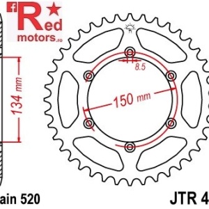 Foaie/pinion spate JTR460.51 520 cu 51 de dinti pentru Kawasaki KLX 250, KLX 300, KLX 450