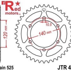 Foaie/pinion spate JTR498.39 525 cu 39 de dinti pentru Kawasaki W 650, ZR 750, ZX-6R 600