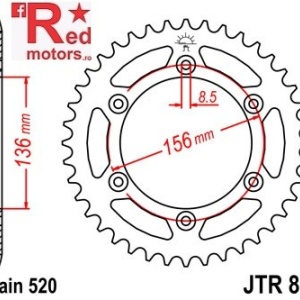 Foaie/pinion spate JTR822.43 520 cu 43 de dinti pentru Beta RR 250, 350, 400, 450