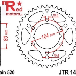 Foaie/pinion spate JTR1478.43 520 cu 43 de dinti pentru Kawasaki ZX-6R 600, Polaris Scrambler 500, Polaris Trail Boss 330