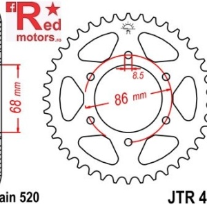 Foaie/pinion spate JTR473.37 520 cu 37 de dinti pentru Kawasaki Z 200, Z 250