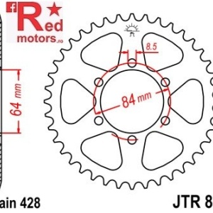 Foaie/pinion spate JTR809.53 428 cu 53 de dinti pentru Suzuki DR 125, DR 125, TS 125