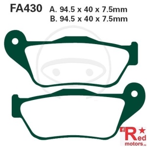 Placute frana fata CARBON SCOOTER EBC 94.5x40x7.5/94.5x40x7.5 FA430 pentru MBK YP 125 Skycruiser, Yamaha YP 125, YP 250